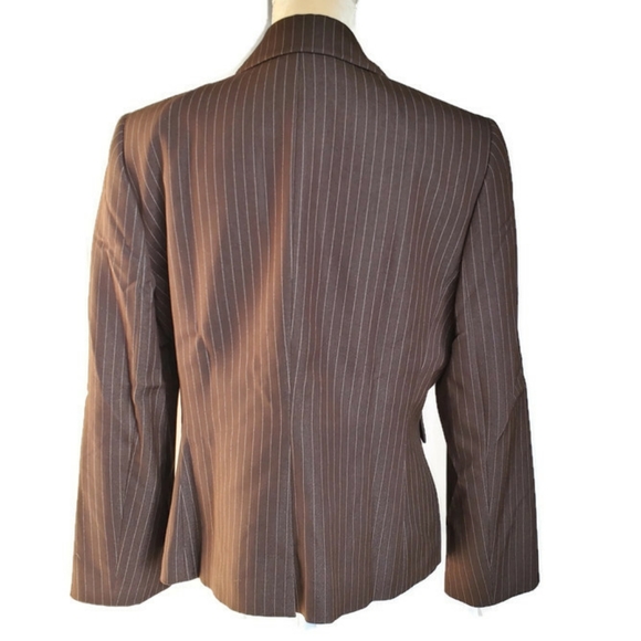 Tahari ASL 2PC Brown Pinstripe Blazer & Pants Suit - Picture 5 of 8